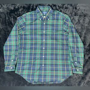 Ralph Lauren Green Plaid Classic Performance Flannel Button Shirt L Blue Pony